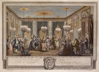 Le Bal Pare a Monsieur de Villemorien Fila, kaiverrus L. Provost (käsinvärinen kaiverrus)